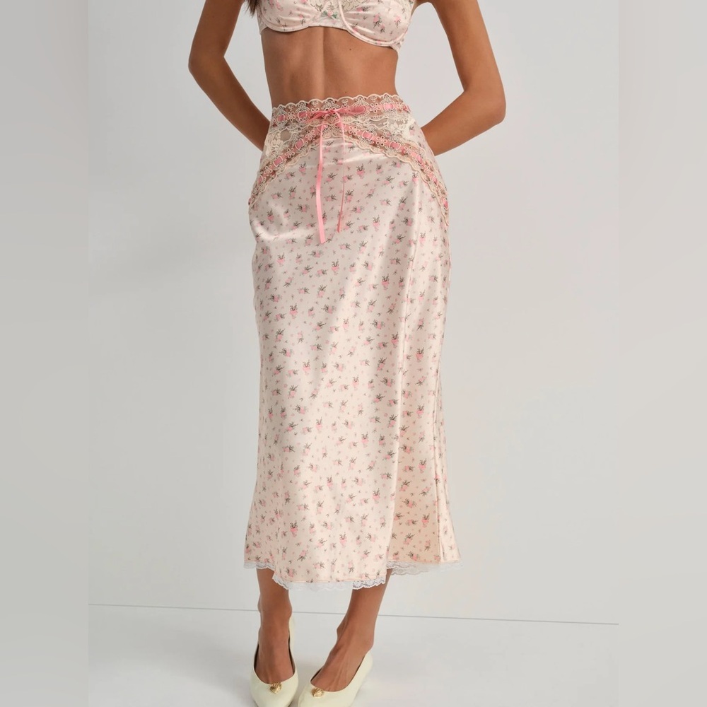 For Love & Lemons Peaches & Cream Midi Skirt
